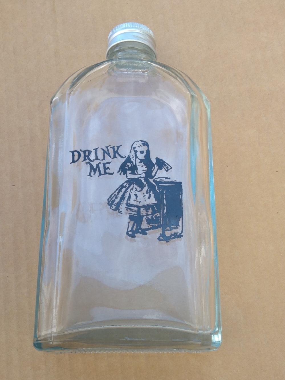 Glass 'Drink Me' Decorative Bottle - Clear Alice In Wonderland
